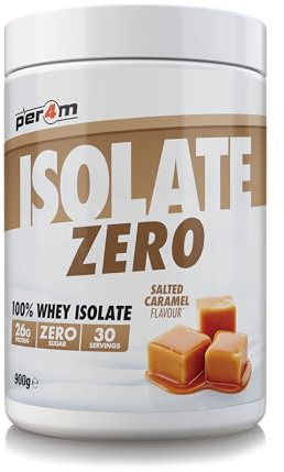 Per4m Isolate Zero Premium Whey Protein Powder | Superior Flavour Ultra Filtered + Amino Acids | Fast Absorbing Zero Sugar Gluten Free Shake for Lean Muscle & Recovery (900g, Salted Caramel)