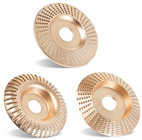 Pomsare Upgraded 3PCS Wood Carving Disc Set for 4 or 4 1/2 Angle Grinder with 5/8 Arbor, Grinding Wheel Shaping Disc for Wood Cutting, Grinder Cutting Wheel Attachments