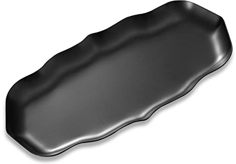 Vassoio Decorativa Piatto di Stoccaggio in Acciaio Inossidabile Ondulato Organizzatore per Gioielli Cosmetici Candela Tè Snack, Nero