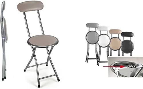 EDITACASA - Sgabello pieghevole Slim con Schienale,altezza seduta 45cm, colori assortiti per Interno Sala da Pranzo Salotto Cucina Ufficio