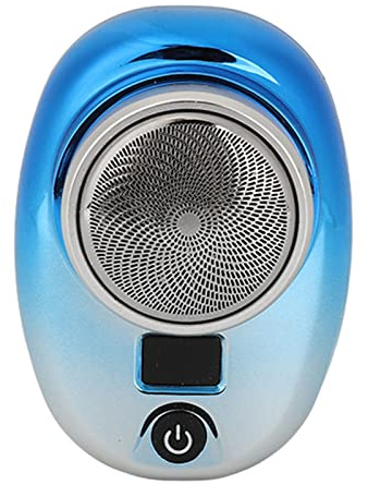 Sonew Mini Elektrorasierer, Wiederaufladbarer USB Akku Rasierer mit LED Anzeige, Wasserdichter Bartschneider Im Taschenformat für Männer (Blauer silberner Farbverlauf)