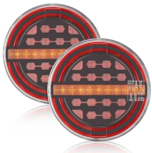SPARKMOTO 2 x rund LED bakljus lastbil 12 V 24 V, nedsänkbar led hamburgare släpvagnsljus för jordbrukstraktor, husvagn, LED-släpvagnsbelysning med ECE EMC-godkännande
