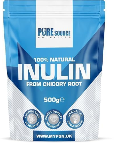 Inulin Powder High Grade Prebiotic Soluble Fibre Powder - Vegan GMO Free Made in EU from Natural Chicory Root Fructo OligoSaccharide FOC by Pure Source Nutrition (500g)