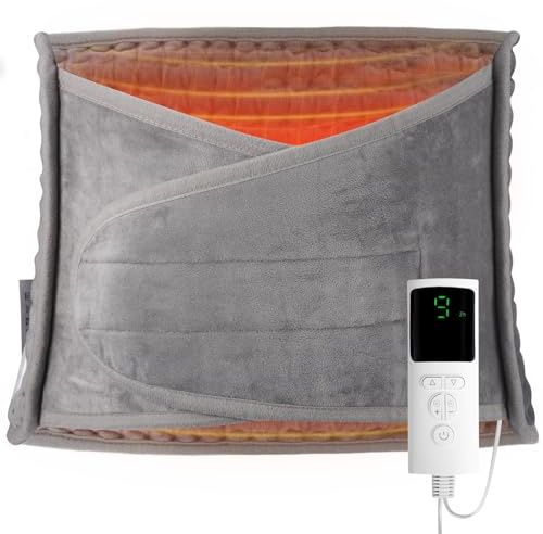 Neulriscn Heat Pad for Back Pain Relief, Electric Heating Pad with Controller, Heated Pad Waist Belt for Back Belly Leg, 9 Heating Levels, 4 Timers, Fast Heating, Lumbar Warmer Pad Wrap for Women Men