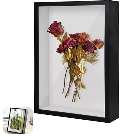 Cornice portafoto 3D, 22 x 17 x 3 cm, profonda da riempire, cornice 3D, per foto, collage, bouquet da sposa, arazzo da parete (bianco)