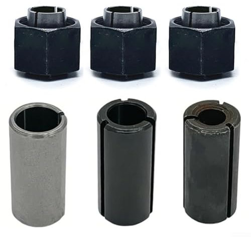 VRTYVEYBB Collet and Nut Set for DeWalt Routers – Includes 1/2, 1/4, 12Mm Sizes & Reducer Sleeves Metal Construction, Enhanced Clamping Force & Stability