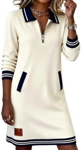 shownicer Robe Sweat Femme Long Décontractée Longue Robe Pull avec Poche Casual Robes Manches Longues