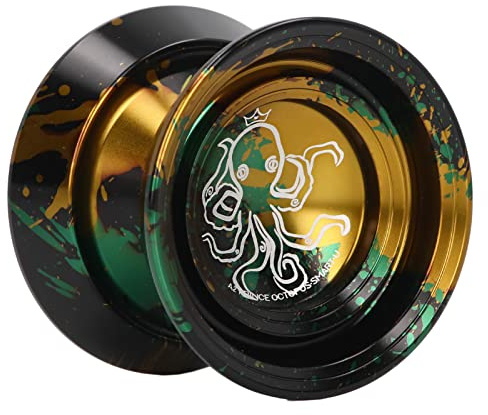 Bola de YoYo Que No Responde y No Se Decolora Avanzada de Aleación de Metal para Entrenar con Cuerdas de Guante 3 Piezas (Negro+Dorado)