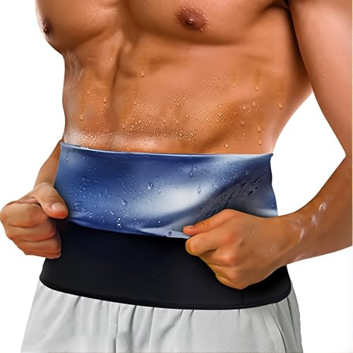 ITCGOB Magbälte för män, blå joner fitnessbälte för fettförbränning, justerbart svettbälte och magbälte för att gå ner i vikt, magvägstränare för sport och träning, storlek 2XL/3XL