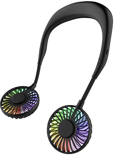ITSHINY Ventilador Cuello, Ventilador Cuello Portátil, Mini Ventilador Portatil, Ventilador de Manos Libres Ventilador USB con Ajustable 3 Velocidades Recargable para Viajes, Deporte, Oficina, Hogar