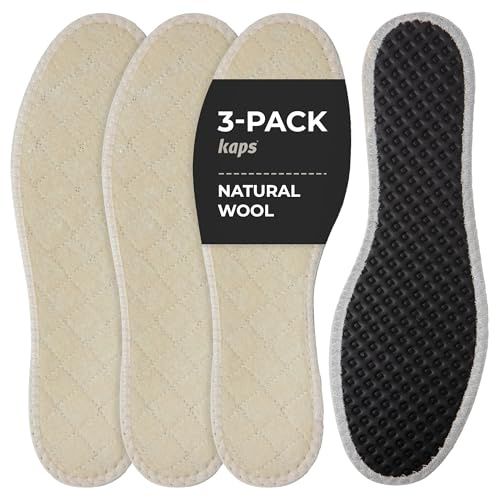 Kaps Lana e Alluminio Suole per Scarpe Invernali, Inserti per Scarpe Isolanti Elimina Odore per Scarpe e Stivali da Uomo e Donna, Suole Alu Tech, Calde e Comode, Pacco da 3 Paia (44 EUR / 10 UK Men)