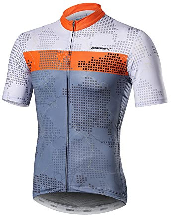 BERGRISAR Cycling Jersey Mens Short Sleeve MTB Bike Shirts Cycling Tops with 3+1 Pockets Orange Size Large