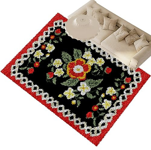 ShangGan 38x52cm Knüpfteppich Zum Selber Knüpfen Knüpfen Set Erwachsene, Tapisserie Fußabtreter Teppich, Knüpfteppich Zum Selber Knüpfen, Häkelarbeiten für Kinder und Erwac, Selber Knüpf-Set