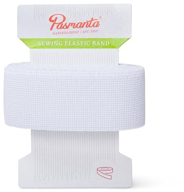 Pasmanta Elastiskt Band | Töjbara Band för Sömnad | Starkt Elastiskt Midjeband för Byxor | för Hushålls- och Gör-det-själv-Projekt | för Sömnadsmaterial (35mm - Vit)