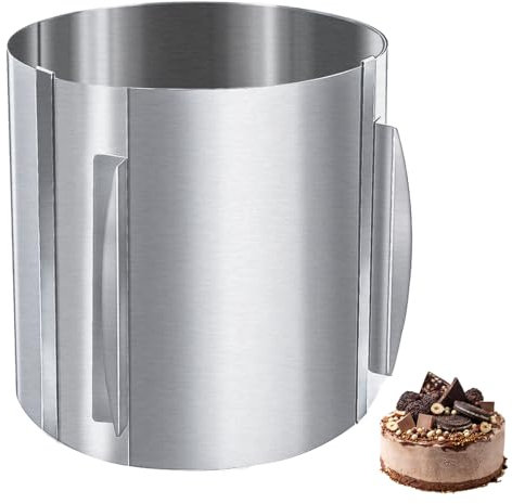 SLAKOZYT Anello per Torta Regolabile, 6 – 12 Pollici, Rotondo, in Acciaio Inox con Scala, Grande Anello per Torta in Acciaio Inox per Cuocere 20 Cm di Altezza, Cornice Professionale per Dessert