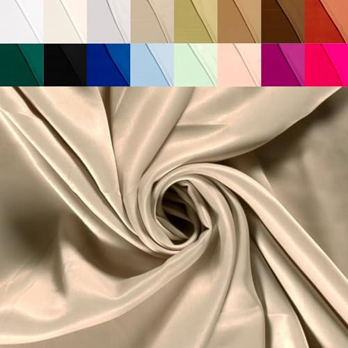 Viskosesatin Stoff Meterware - Futterstoff Viskose Satin - glänzender Dekostoff - Faschingsseide, Viskosestoff Seide, Stoff Abendmode *Ab 50, Farbe: 052 beige
