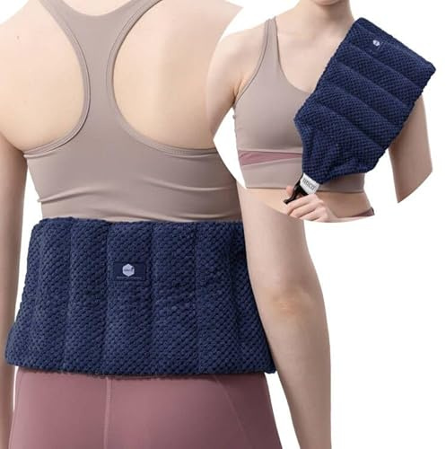 uncn Large Wheat Bags Microwavable for Back Pain Relief with Adjustable Strap| Wheat Bags Microwavable| Microwave Heat Pad for Cramps, Menstrual, Lumbar, Muscle Spasms Navy Blue