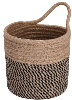 Sea Team Hängende Baumwollseilkörbe, 17,5 cm, kleiner gewebter Aufbewahrungskorb, Fahrradtasche, Stoff-Pflanzgefäß, Topf, Wand, Tür-Organizer für Schlüssel, Brieftaschen, gemischte Farben