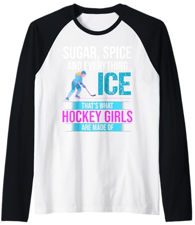 ¡Atuendo De Niña De Hockey para Damas! Hockey sobre Hielo Camiseta Manga Raglan