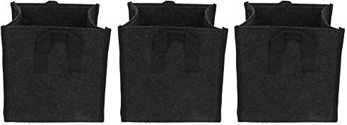 HLKSOUREZ 3 Bolsas para el Cultivo de Plantas con Asas, contenedor Negro Cuadrado de Fieltro para el Cultivo de hortalizas en el jardín, Maceta de Tela Transpirable para Uso en Interior y ex ((5