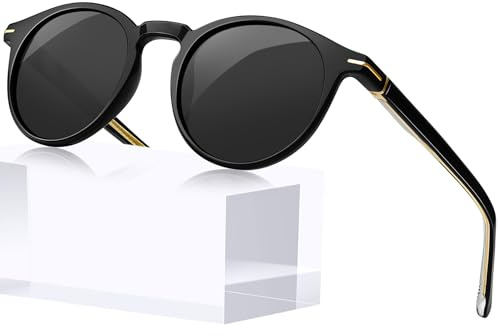 KANASTAL Gafas de Sol Mujer y Hombre Polarizadas Pequeñas Negras UV400