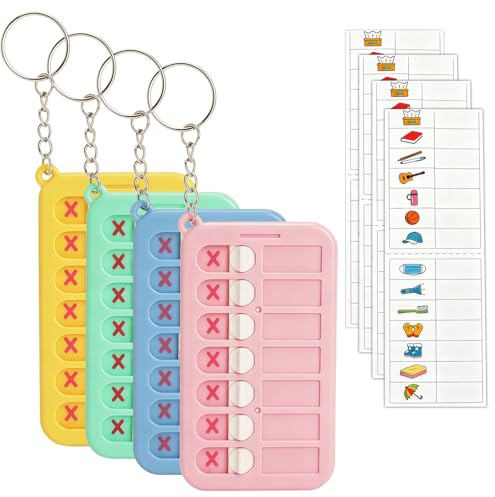4 Piezas Tareas Diarias Niños con Pegatinas,Planificadores de Tareas | Tablas de Quehaceres para Organizar el Estudio y Gestionar el Tiempo: Diseño Portátil con Cursores Deslizantes