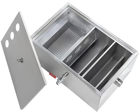 Fettavskiljare i rostfritt stål med avtagbar filterkorg, olje-vattenseparator föFettavskiljare i rostfritt stål med avtagbar filterkorg, olje-vattenseparator för kök och matsal