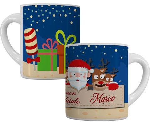 MP CREATIVE SRL Tazza Mug Natalizia Natale Personalizzata con Nome Tazze Personalizzate, 11 ounces