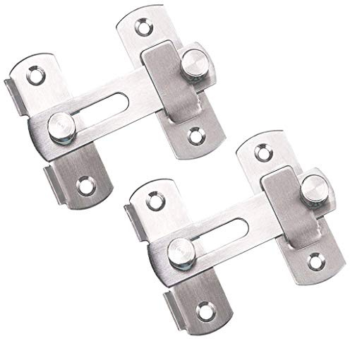 Stainless Steel Flip Latch, Tiberham Heavy Duty Hasp Latch Sliding Door Bolt Lock, Bar Latch Safety Gate Lock for Door Window Cabinet Pet Cage Crate Fitting Accessories (Pack of 2)