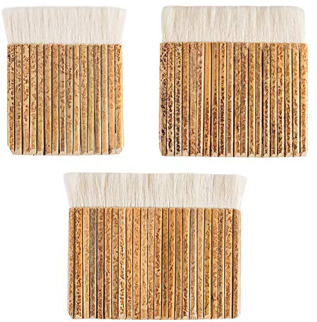 PH PandaHall 3 cepillos merluza Pelo de Oveja 3 tamaños Mango bambú Cepillo de Lana Suave Cepillo de Pintura de látex para Lavado de Horno Acuarela Limpieza de Polvo cerámica Pintura de cerámica