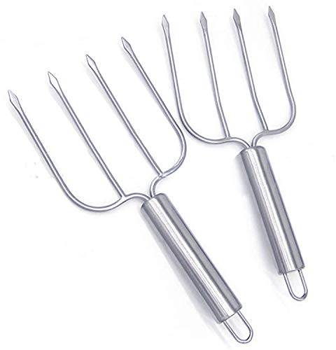 Stainless Steel Poultry Lifters Set of 2.Meat Fork, Roaster Poultry Fork, Carving Forks, Transfer Chicken or Ham Easily