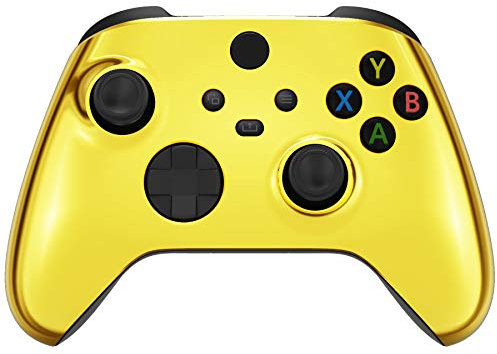 eXtremeRate Front Case für Xbox Core Controller, Custom glänzende Gehäuse DIY-Ersatz Hülle Shell Zubehör Set für Xbox Series X/S Modell 1914(Chrome Gold)-KEIN Controller