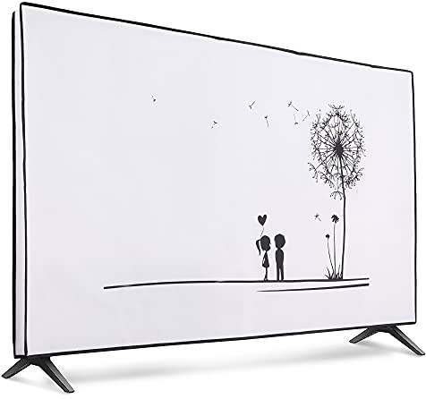 kwmobile Indoor 55 TV Cover – Television Dust Cover Screen Protector – TV Screen Dust Protection – Synthetic Fabric Black/White