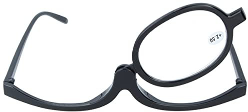 Schwenkbare Schminkbrille/Schminkhilfe aus Kunststoff in Schwarz +4,00 dpt