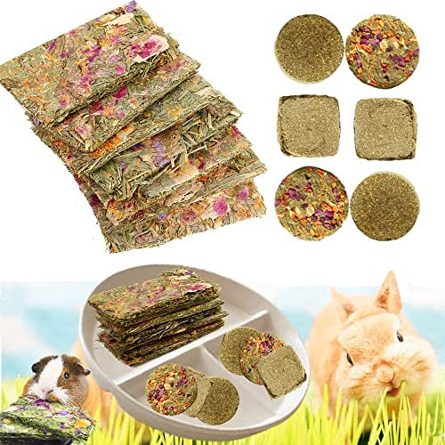 Abizoo 12 Stücke Kaninchen Kauspielzeug, Kaninchen Leckerli, Natürliche Molaren Timothy Hay Herbal Floral Scent Snack Kauspielzeug Für hasen Meerschweinchen zwergkaninchen Chinchilla hamster spielzeug