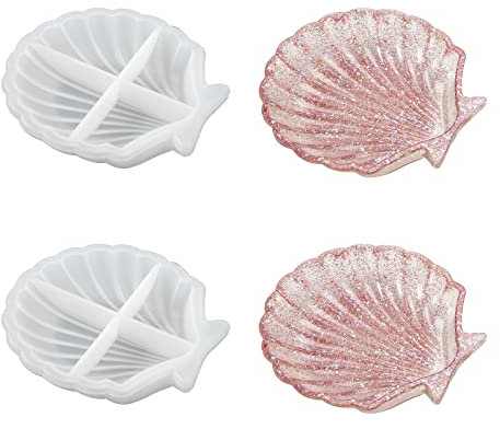 2 Stück Muschel-Harzforme Silikonformen Epoxidharz Formen Schmucktablett Seifenschale Formen Muschel Silikon GießForm für Heimwerker Basteln Kunstgießen Heimdekoration