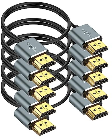 Twozoh Slim 4K Short HDMI Cable 0.3M 5 Pack, Ultra Thin & Flexible Skinny HDMI to HDMI 2.0 Lead Support 4K/60HZ 18gbps Laptop, Monitor, PS5, PS4, Xbox One, Fire TV