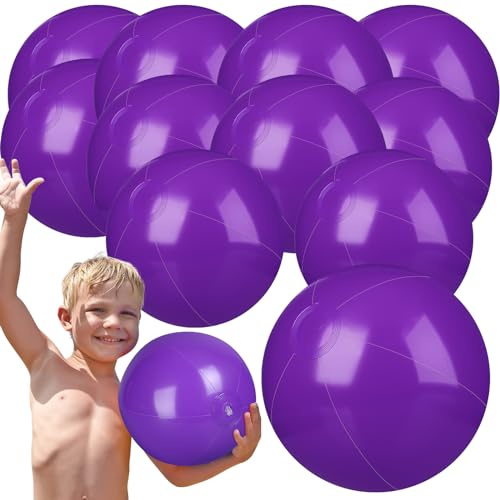 Raiten 12 Pcs Beach Ball Inflatable Beach Balls Large Inflatable Ball Floating Ball for Swimming Pool Party Favors Outdoor Activities Summer Birthday Party Supplies (Purple,12 Inch)