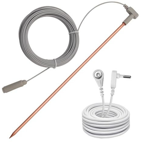 Copper Grounding Rod with 40ft Female Ground Cord, Portable Ground Rod Kit,Great for Grounded Earth Connected Products, Easy to Use with Grounding Mat, Grounding Sheet, Pillowcase, Blankets(1 Pack)