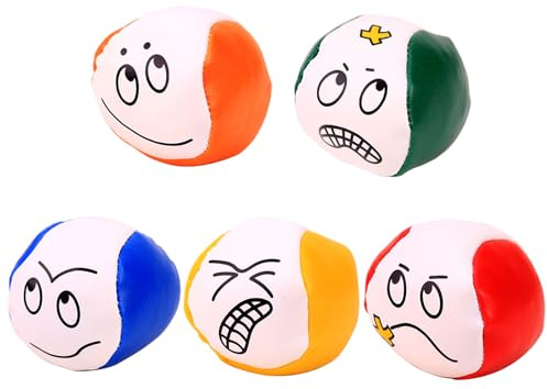 TYGFRT 5 Pieces of Juggling Balls, Small Round Ball Bag with Cute Patterns, Juggling Balls for Beginners, Stuffed Cornhole Balls, Outdoor Round Toe Bag
