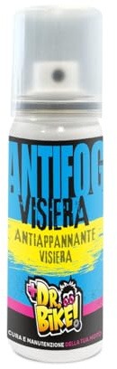 DR. BIKE Antifog Visiera 100 ml. Antiappannante Visiera Moto. per Visiere caschi Moto, Occhiali e Maschere Cross. Spray antiappannamento Visiera. Disappannante Visiera Casco Moto Multiuso.