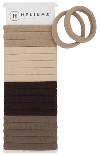Heliums Soft Hair Ties - No Damage Seamless Nylon Fabric Bands, Stretchy Ponytail Holders for Thin & Thick Hair - Standard 1.5 Inch, Neutrals, 20 Pack