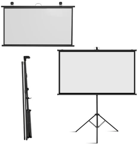 xinzyxx Ecran De Projection sur Pied, Écran Videoprojecteur avec Trépied, pour Le Home Cinéma, Les Films en Intérieur/à L'extérieur, Angle De Vision, Écran Videoprojecteur Manuel Enroulable(4:3,60)