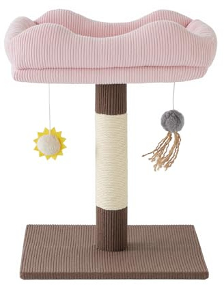 Gardner Pet 50cm Tiragraffi per Gatto, Piccolo Albero per Gattini e Gatti Interni, Rivestimento Rimovibile, Colonna in Sisal, con Giocattolo, Stabile, Marrone, Forma Quadrata-Struttura in Velluto