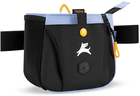 OllyDog Backcountry Day Bag | Hands-Free Dog Training Treat Pouch | Fanny/Hip Pack with Zipper Closure & Built-in Poop Bag Dispenser | Removable Waist Clip (Blue Heron)