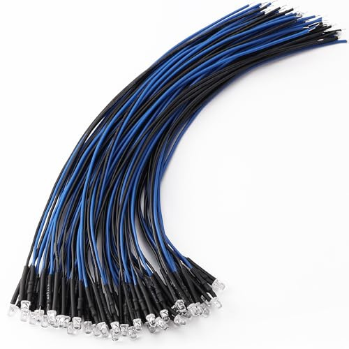 YIXISI 40 ST 3mm LED-Dioder, 12V 20cm LED-Förkopplad lampa, Emitterande Dioder Förkopplade, Blå