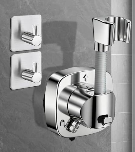 Support Pommeau de Douche Ventouse, Rotatif 360°| Sans Percage | Charge 10 kg | Shower Holder Suction Cup, Shower Head Support avec Accroche, Fixation Attache Résistant à la Rouille pour Bathroom