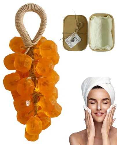 Inalsion Sapone d'uva, Sapone d'uva su una corda, Fatto a mano di colza Mazzo di colza Oap, Bagno di processo a freddo oap, Cristallo a forma di colza Su Corda, Decorativo per Lavarsi Le Mani e Bagno