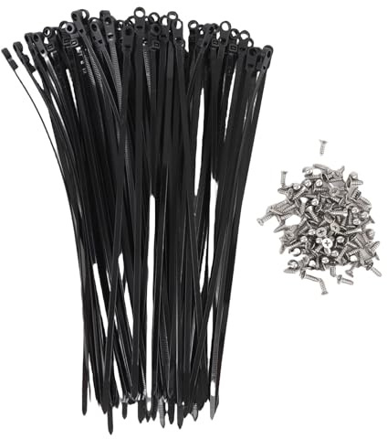 Buntband med skruvhål Svart plast Kraftiga buntband för säker fastsättning Elinstallationer Hemförvaring Trädgårdsarbete Garageorganisation 100 st 4,8 mm Bredd 300 mm Längd