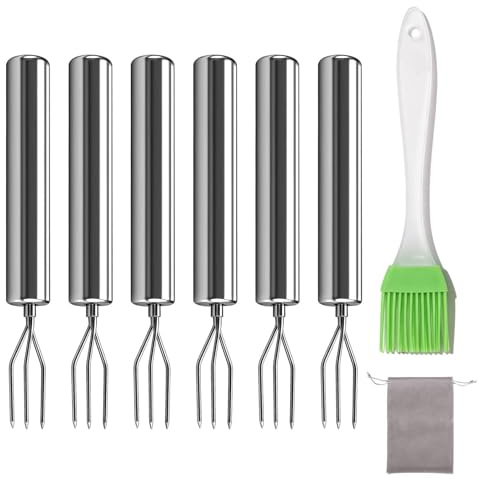Set di 6 forchette per patate a pellet, in acciaio inox, per patate a pellet, porta patate, posate da insalata per campeggio, escursioni, verdure, grigliate